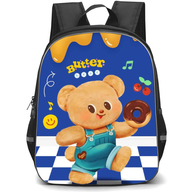 Butterbear Backpack StudentPack - Butterbear Illustration Checkered ...