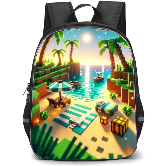 Minecraft Backpack StudentPack - Minecraft Beach 3d Art | Trendapack
