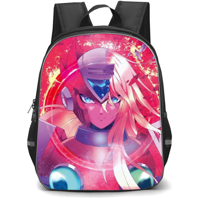 Mega Man Zero Backpack StudentPack - Zero Face Portrait Pink Background ...
