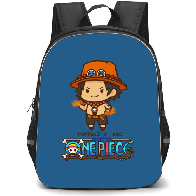 One Piece Ace Backpack StudentPack - Ace Chibi Portrait Blue Background ...