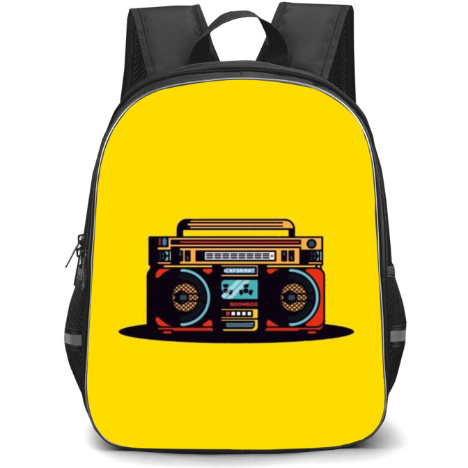 Pop Art Pattern Backpack StudentPack - Boom Box Retro Yellow Background ...