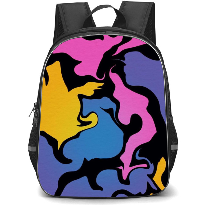 Abstract Pattern Backpack Pop Art Pattern Backpack StudentPack - Yellow Pink Purple Abstract Art ...