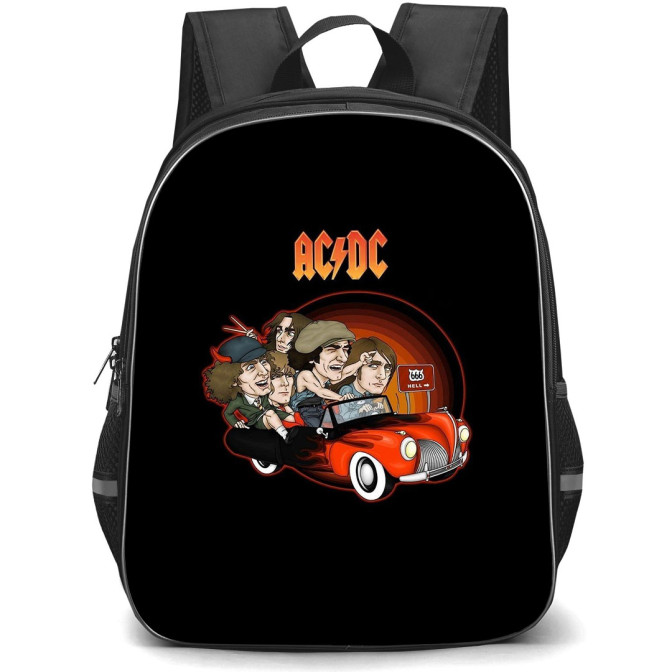 ACDC Backpack StudentPack - ACDC Band Member On A Car Cartoon Art On ...