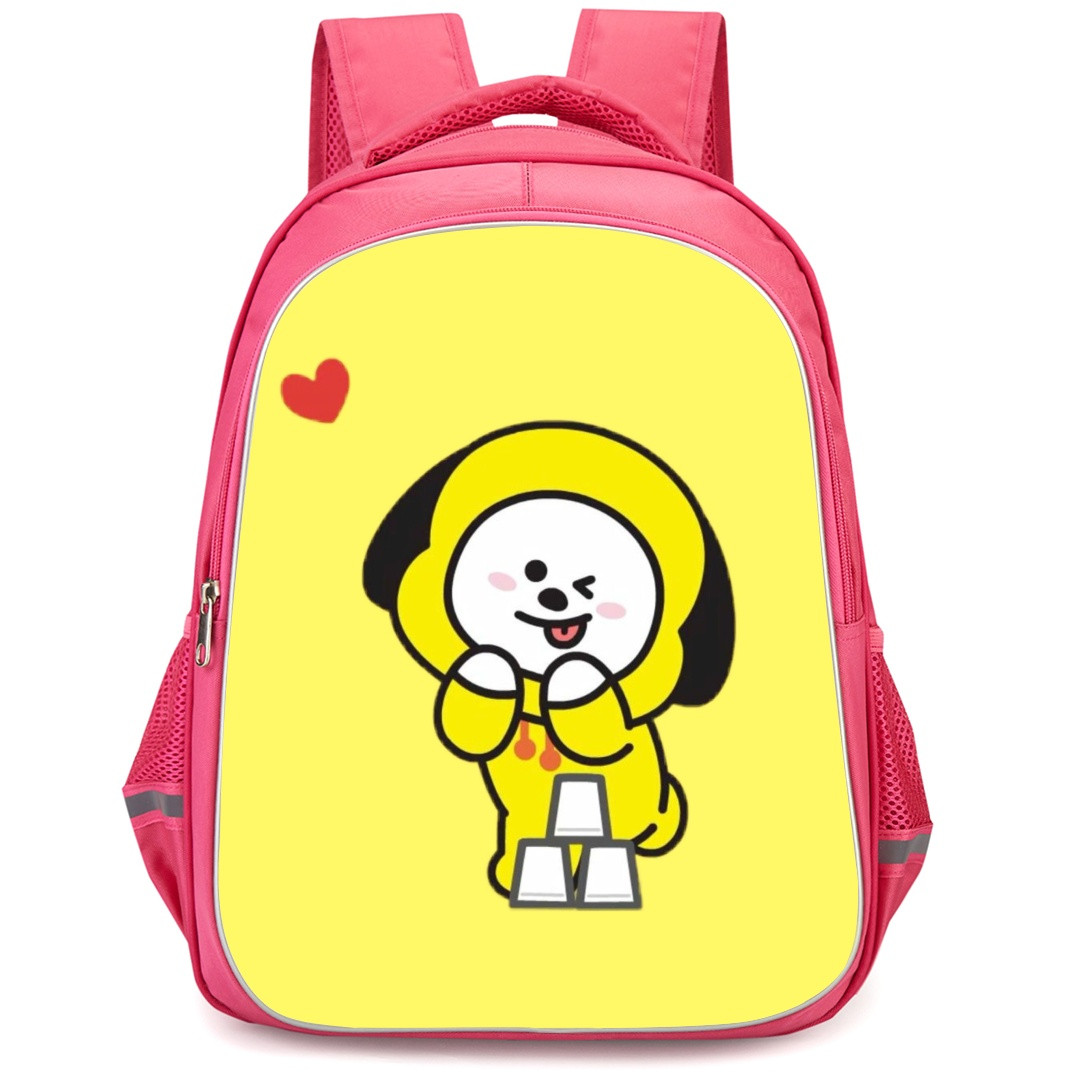 BT21 Chimmy Backpack StudentPack - Chimmy Happy Face Standing On Yellow Background