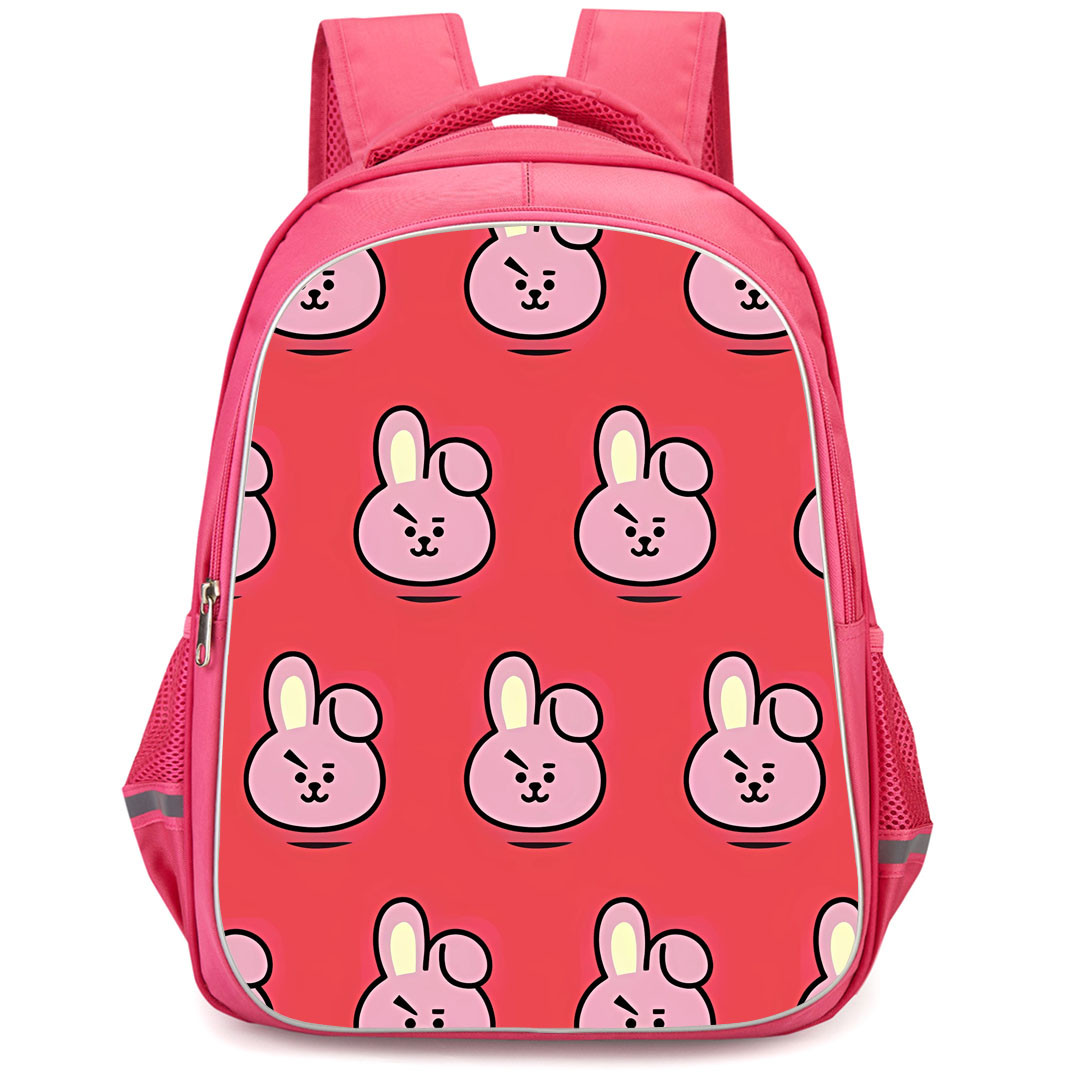 BT21 Cooky Backpack StudentPack - Cooky Avatar Pattern Art On Red Background