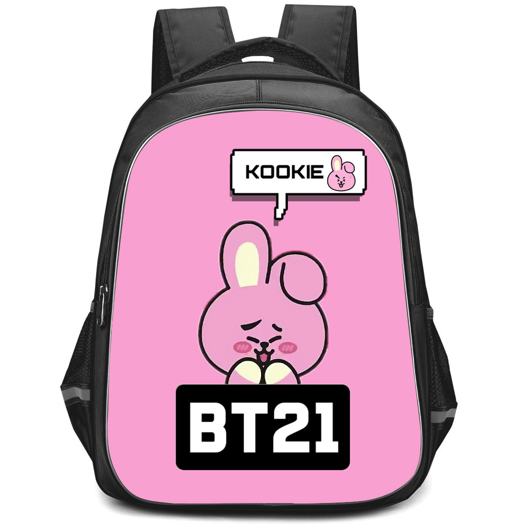 BT21 Cooky Backpack StudentPack - Cooky Happy Face On Pink Background