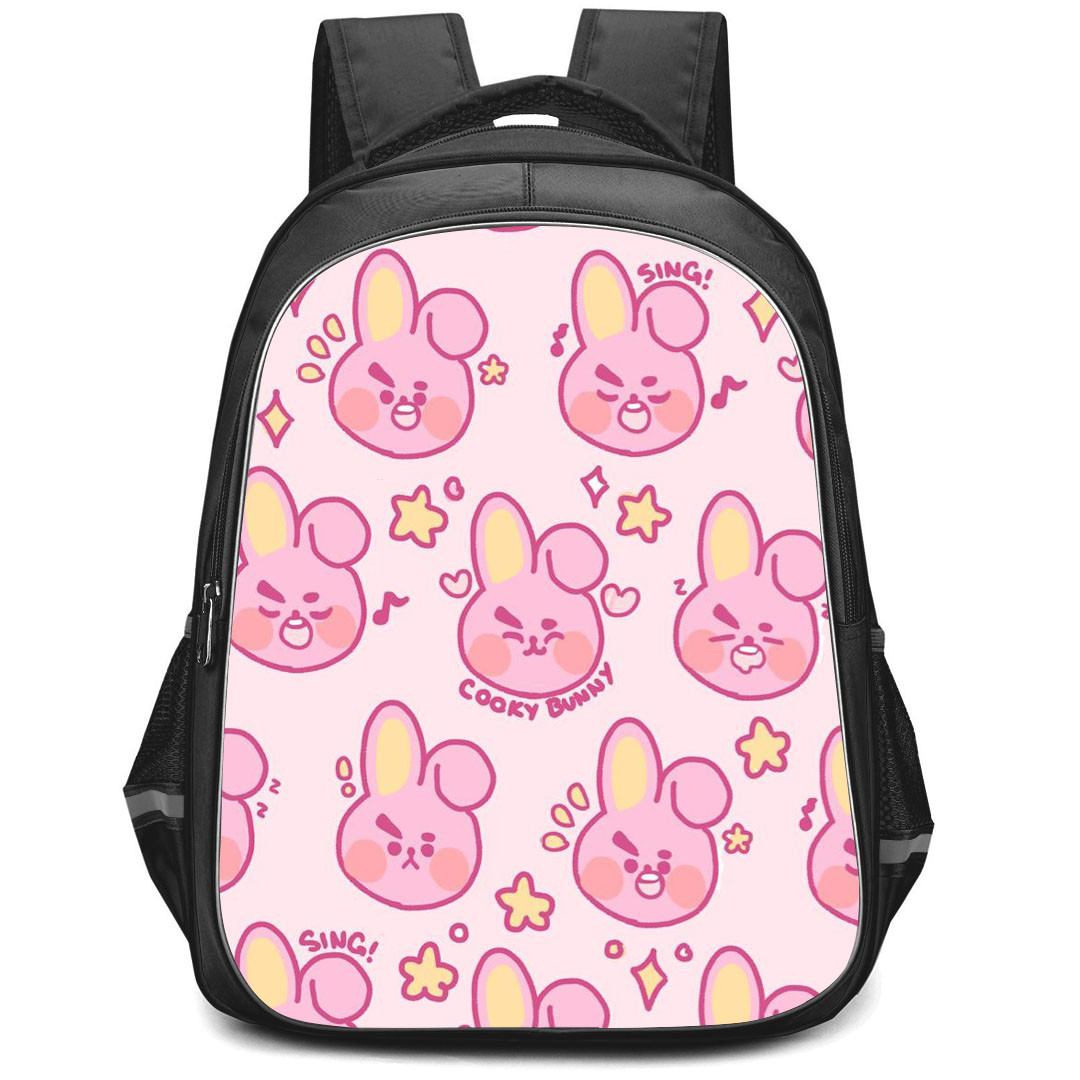 BT21 Cooky Backpack StudentPack - Cooky Pattern Art On Pink Background