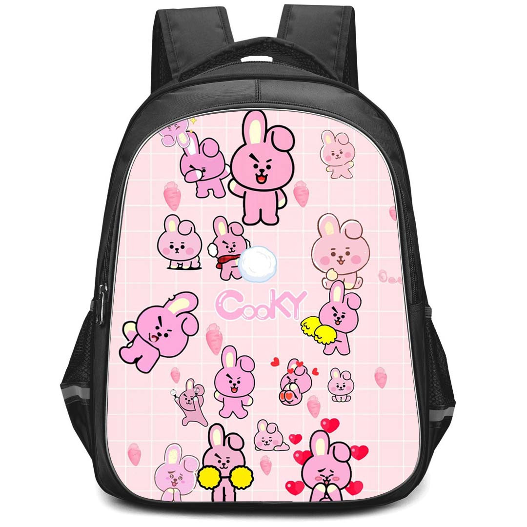 BT21 Cooky Backpack StudentPack - Cooky Stickers On Pink Palette Background