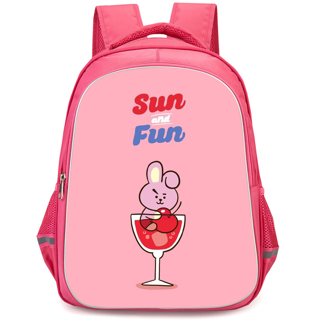 BT21 Cooky Backpack StudentPack - Cooky Sun And Fun Pink Background