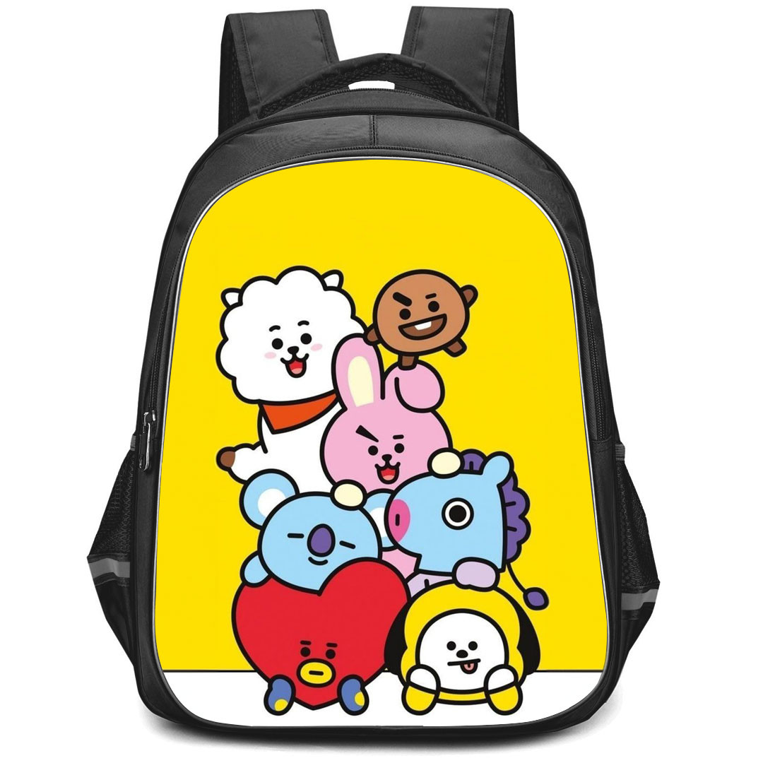 BT21 Backpack StudentPack - BT21 Cuddles Standing On Yellow Background