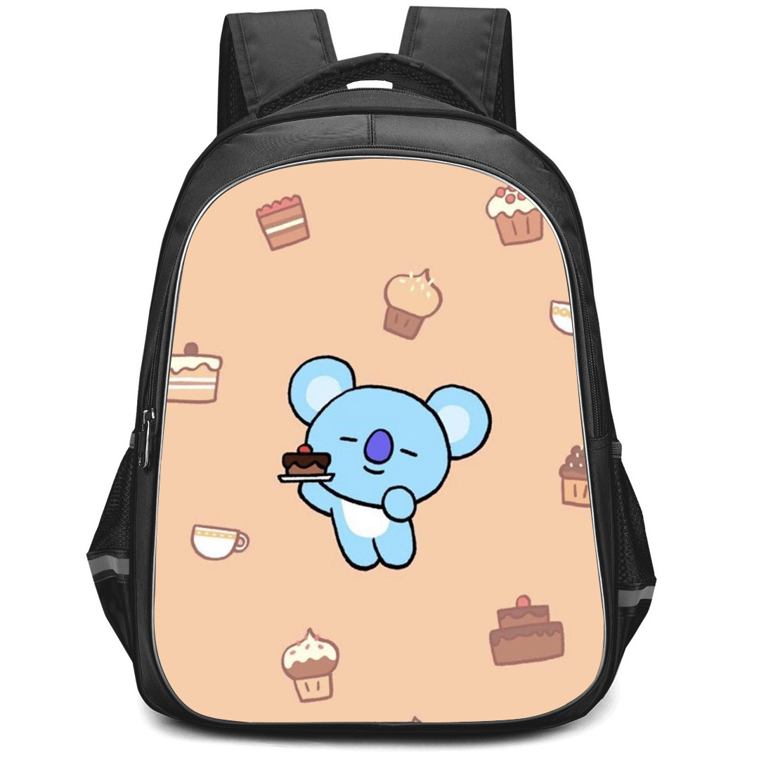 BT21 Koya Backpack StudentPack - Koya Carrying Cake On Beige Background