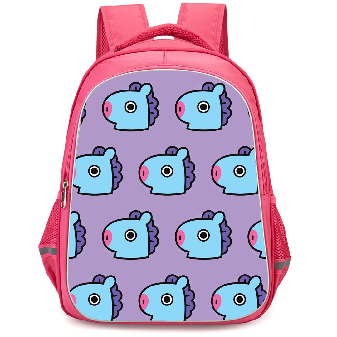 BT21 Mang Backpack StudentPack - Mang Avatar Pattern Art On Purple Background
