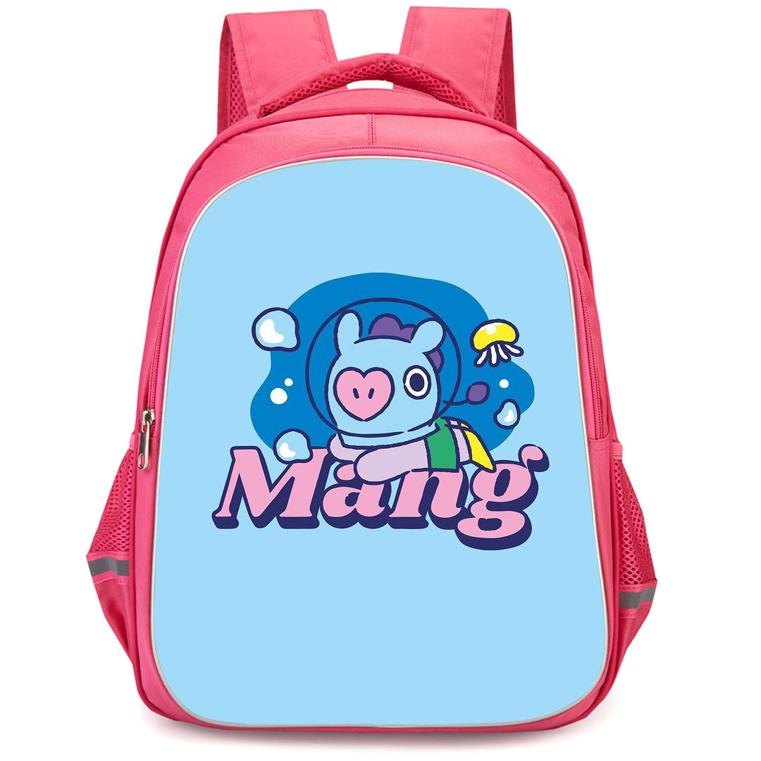 BT21 Mang Backpack StudentPack - Mang Dive Down Into The Ocean Blue Background