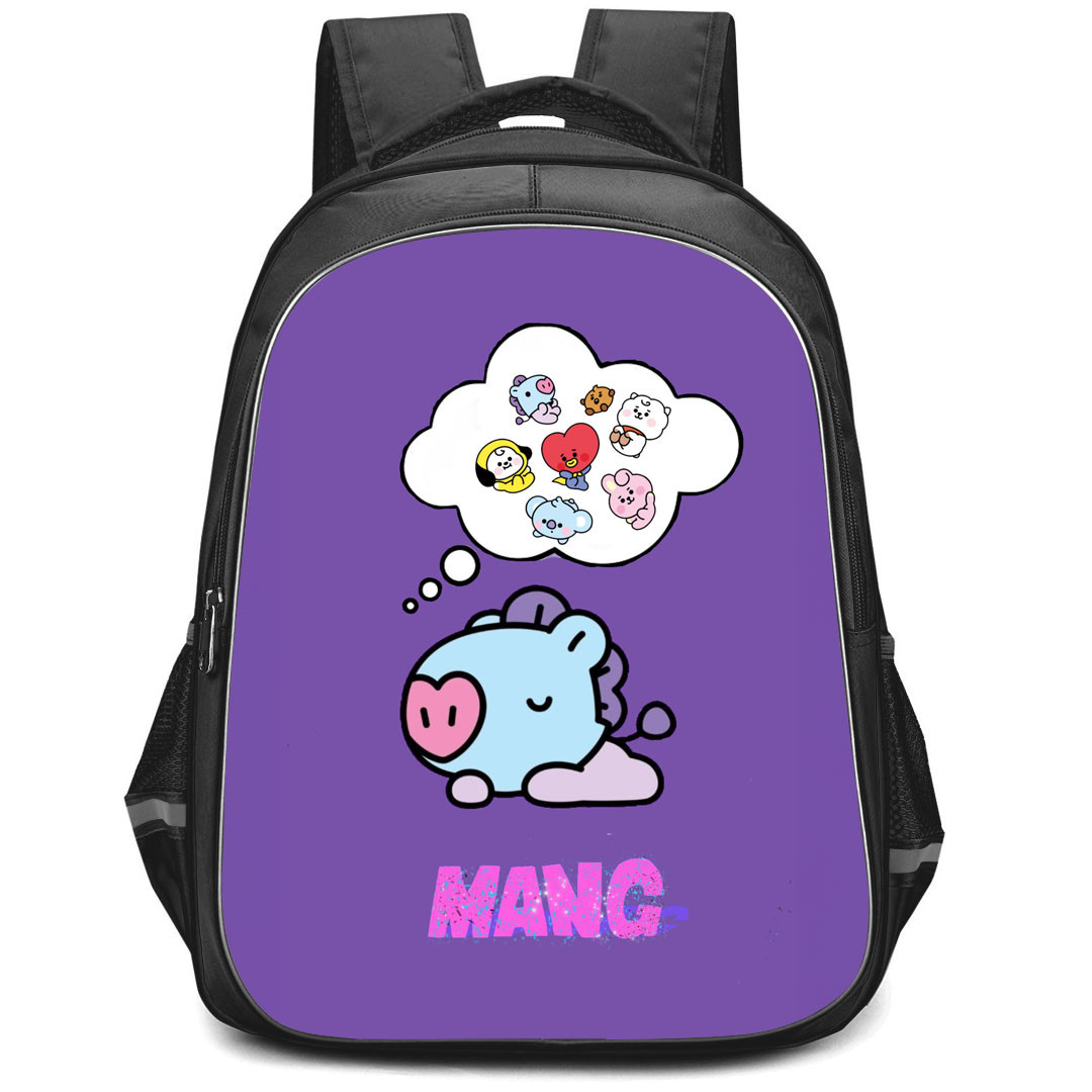BT21 Mang Backpack StudentPack - Mang Is Dreaming Pink Background