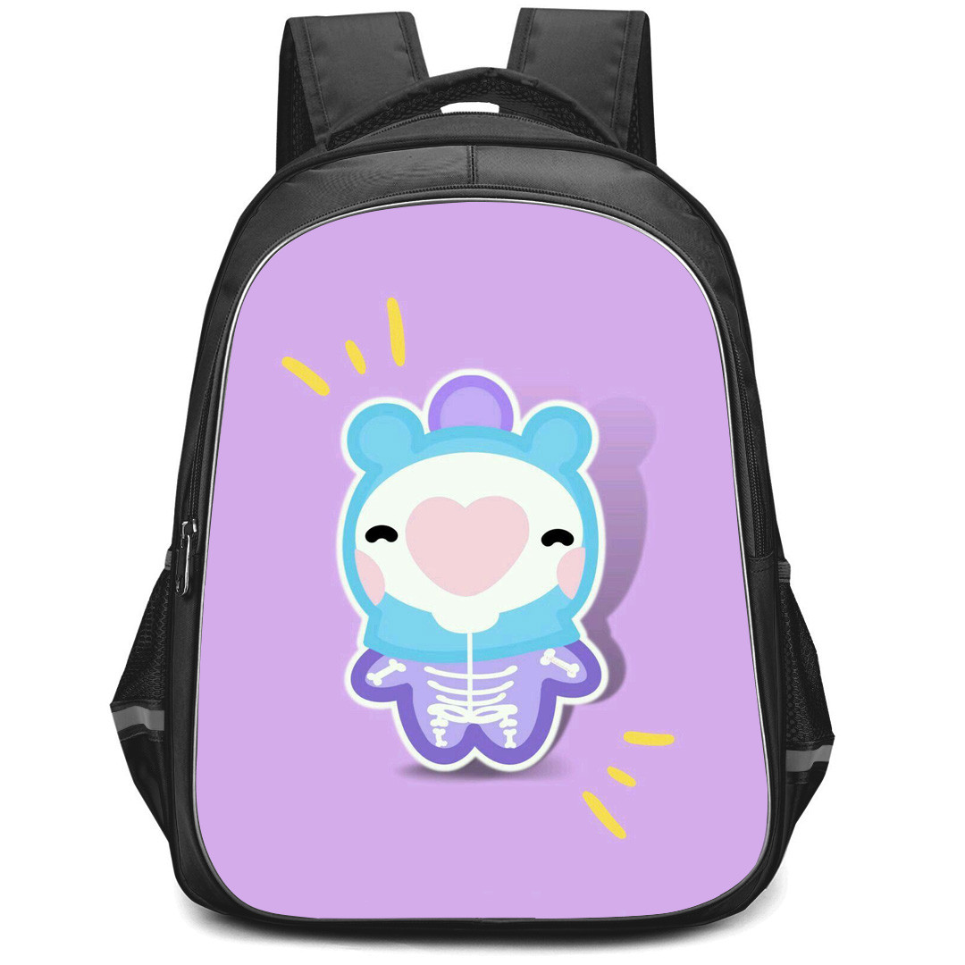 BT21 Mang Backpack StudentPack - Mang Kawaii Sticker On Purple Background