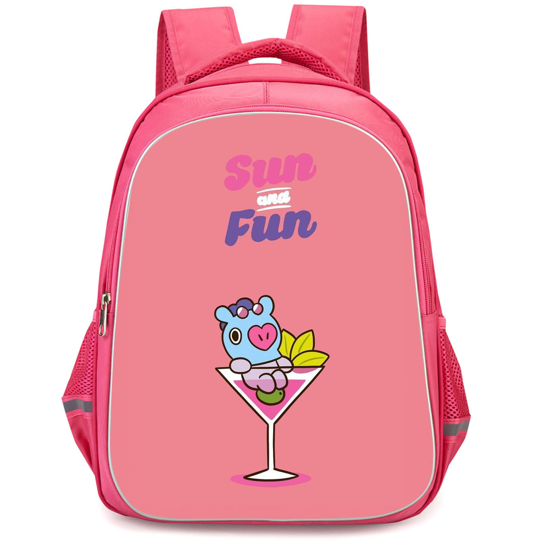 BT21 Mang Backpack StudentPack - Mang Sun And Fun On Pink Background