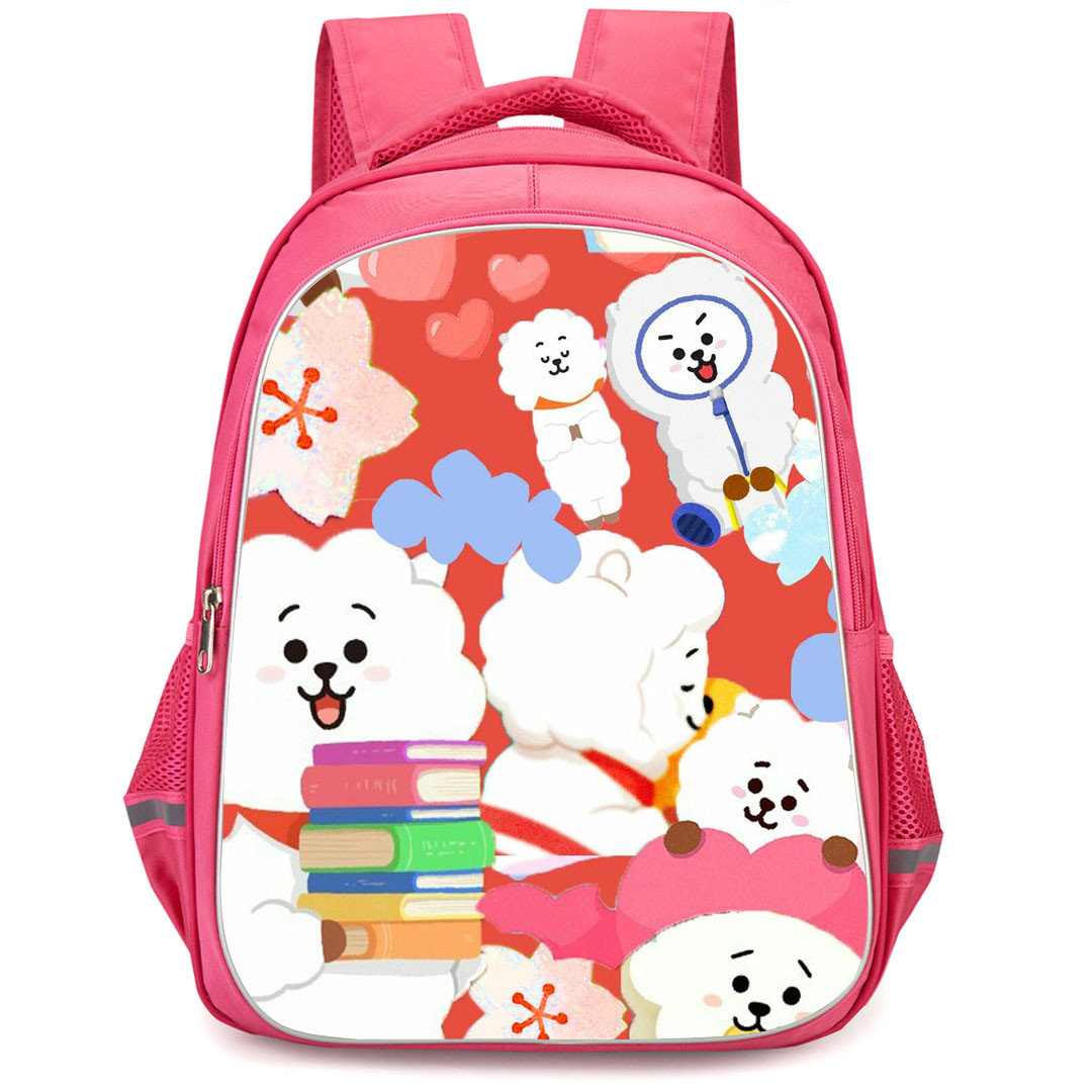 BT21 RJ Backpack StudentPack - RJ Collage Red Background