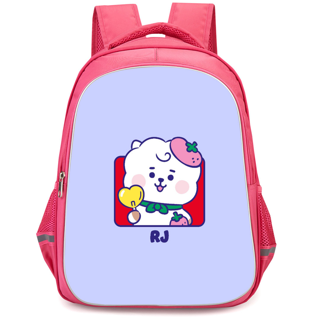 BT21 RJ Backpack StudentPack - RJ Holding Love Candy On Purp Background