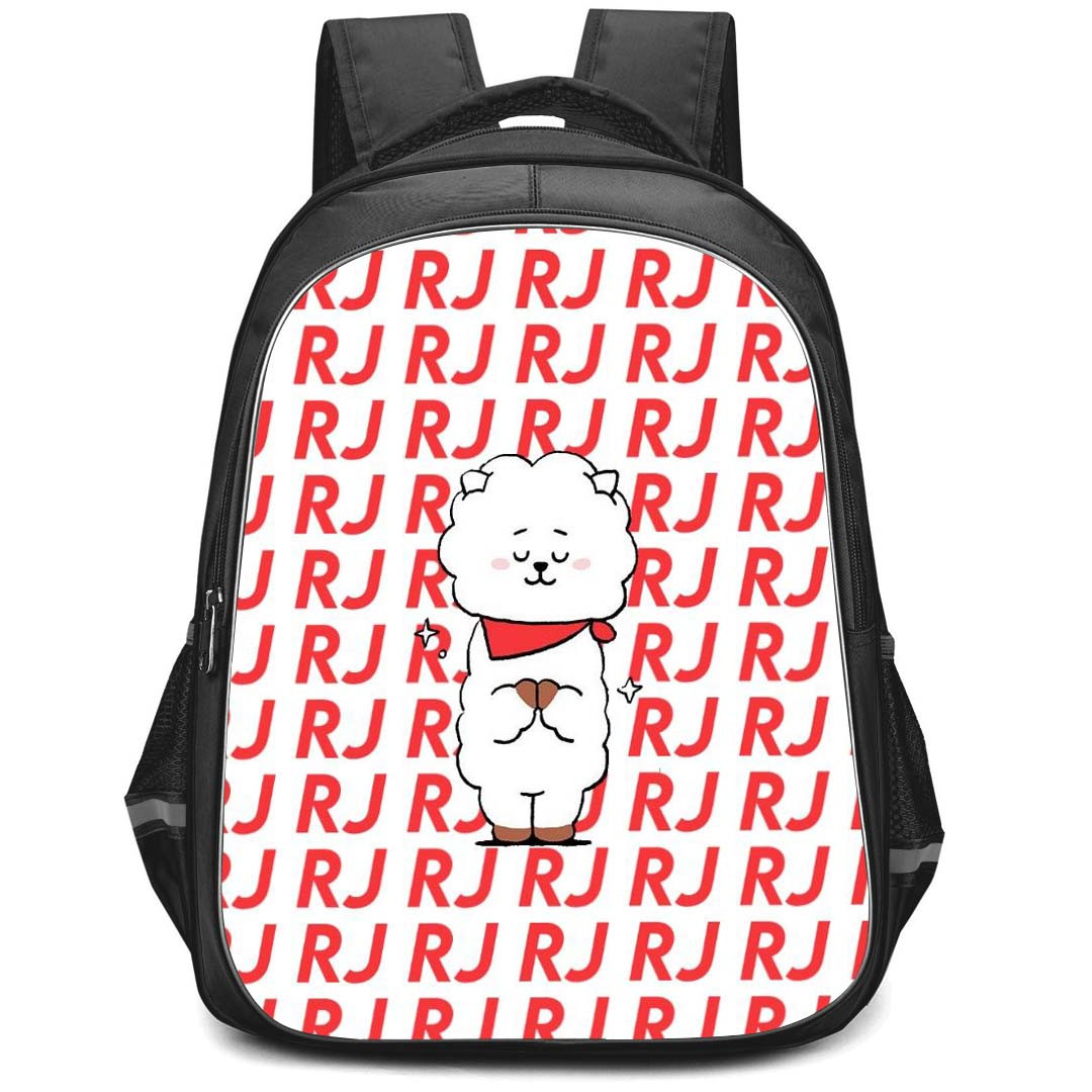 BT21 RJ Backpack StudentPack - RJ Standing On Word Art White Background
