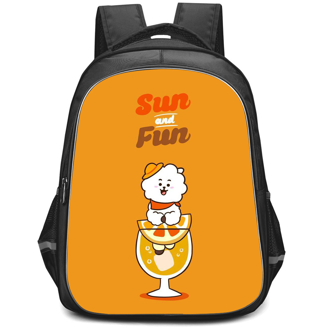 BT21 RJ Backpack StudentPack - RJ Sun And Fun Orange Background