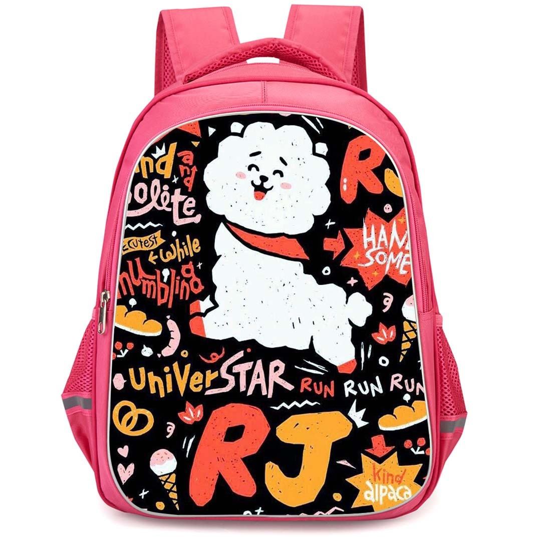 BT21 RJ Backpack StudentPack - RJ Typography On Black Background