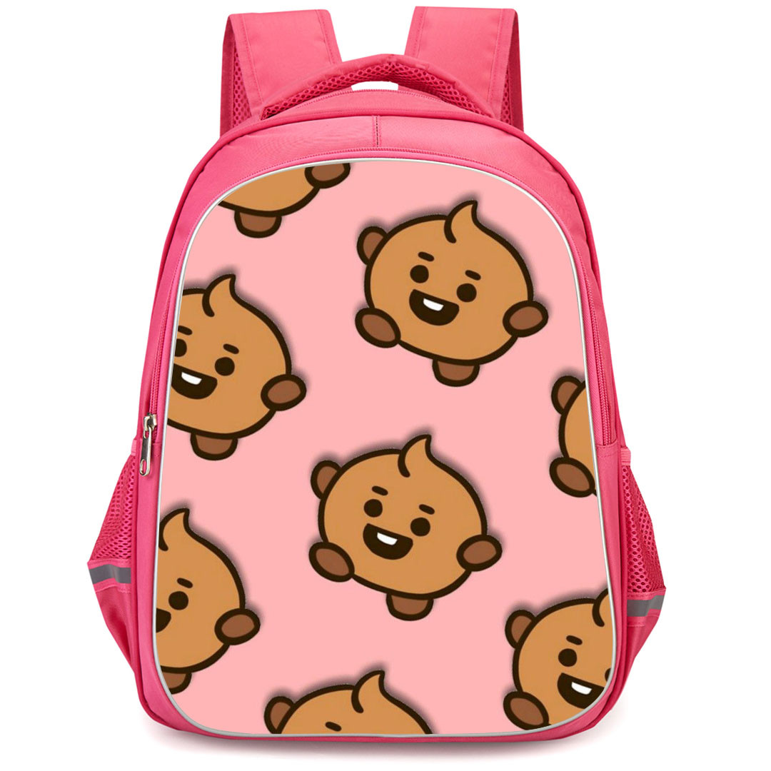 BT21 Shooky Backpack StudentPack - Shooky Pattern Art On Pink Background