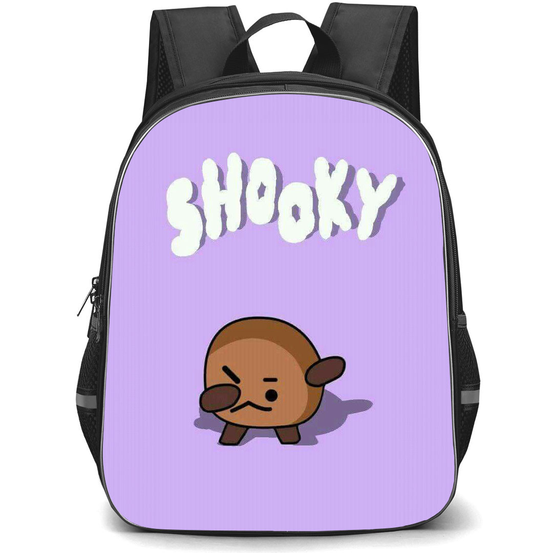 BT21 Shooky Backpack StudentPack - Shooky Sad On Purple Background