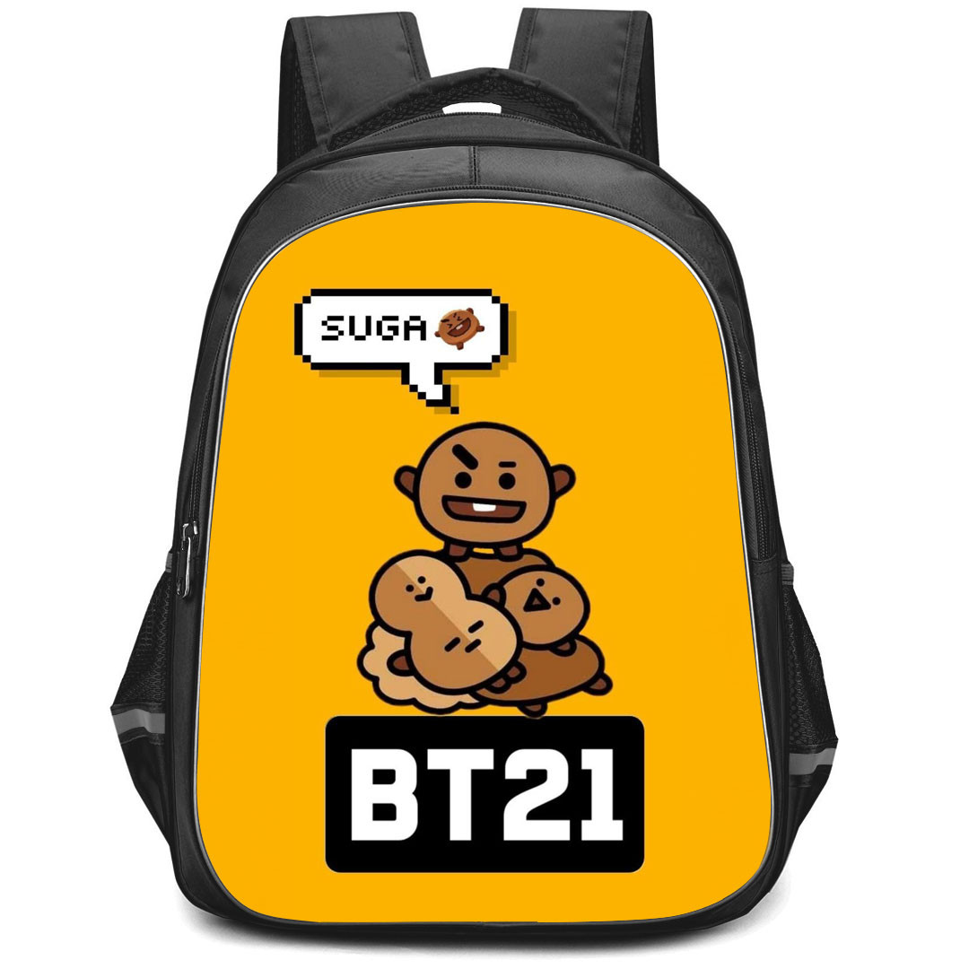 BT21 Shooky Backpack StudentPack - Shooky Suga On Orange Background