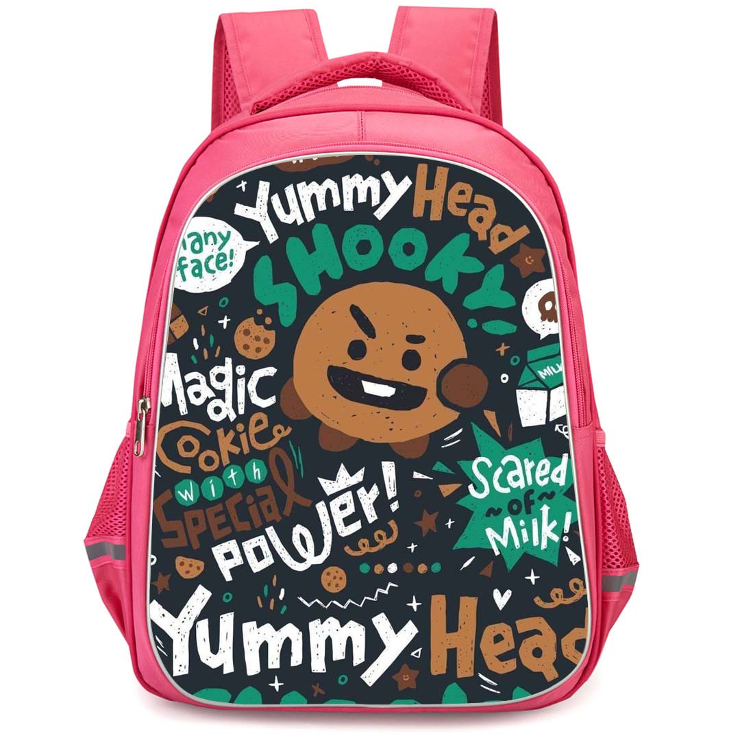 BT21 Shooky Backpack StudentPack - Shooky Typography Black Background