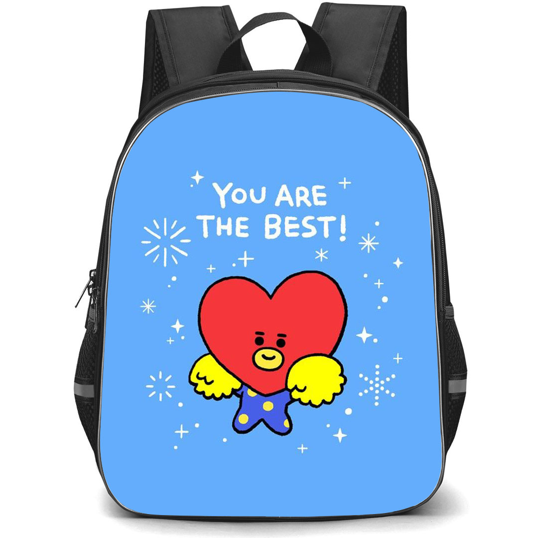 BT21 Tata Backpack StudentPack - Tata You Are The Best Poster Blue Background