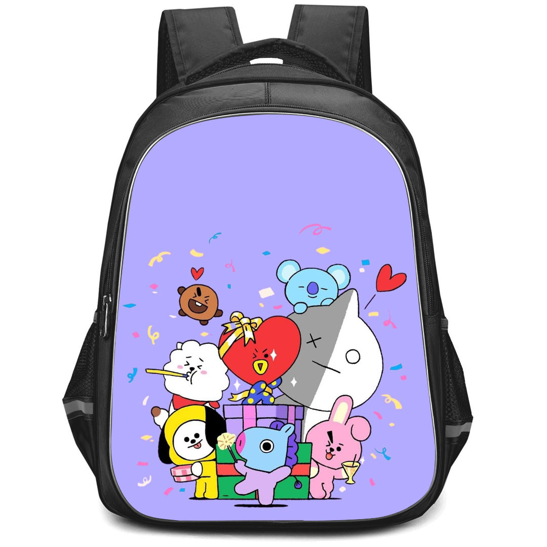 BT21 Backpack StudentPack - BT21 TATA Gift Poster On Purple Background