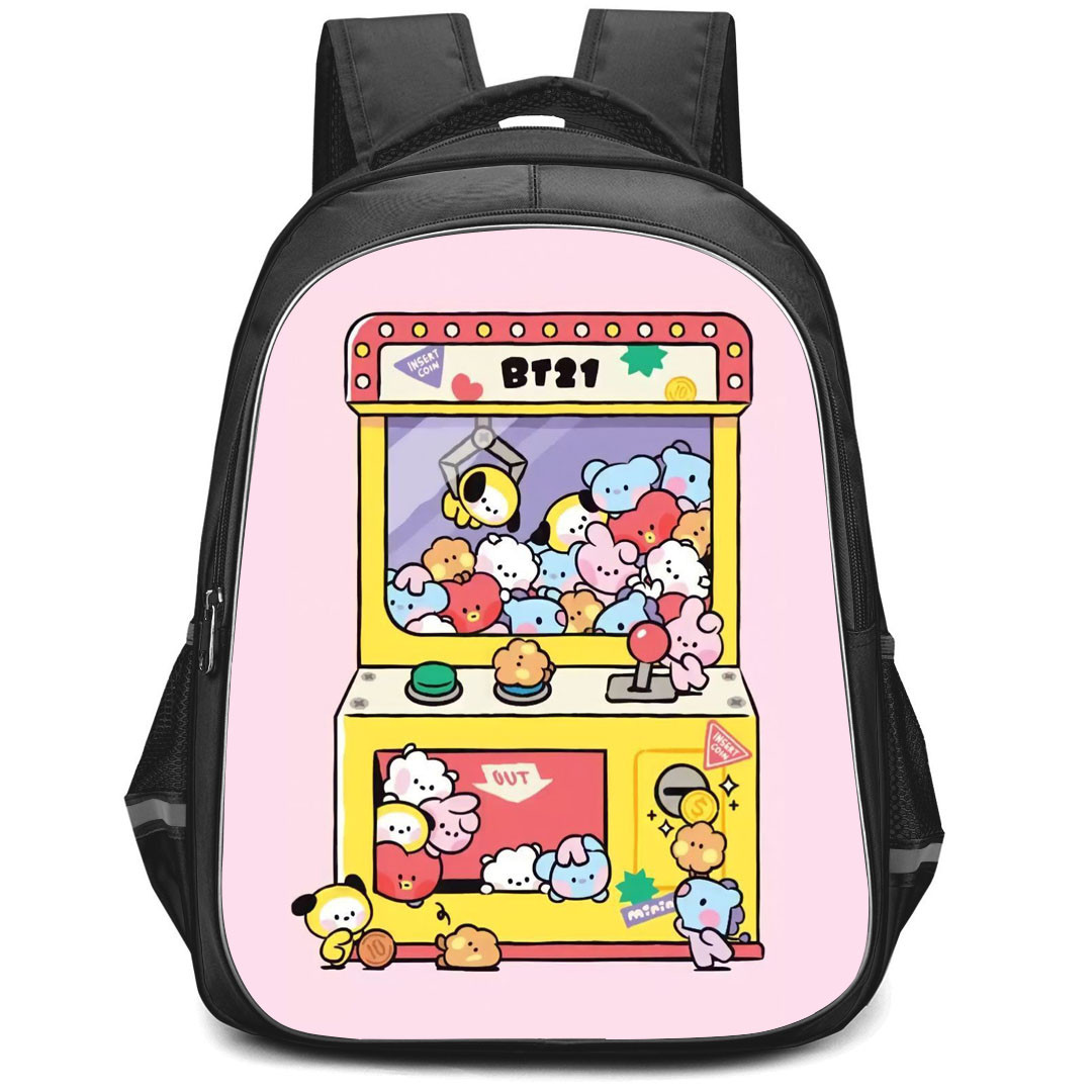 BT21 Backpack StudentPack - BT21 Toy Vending Machine On Pink Background