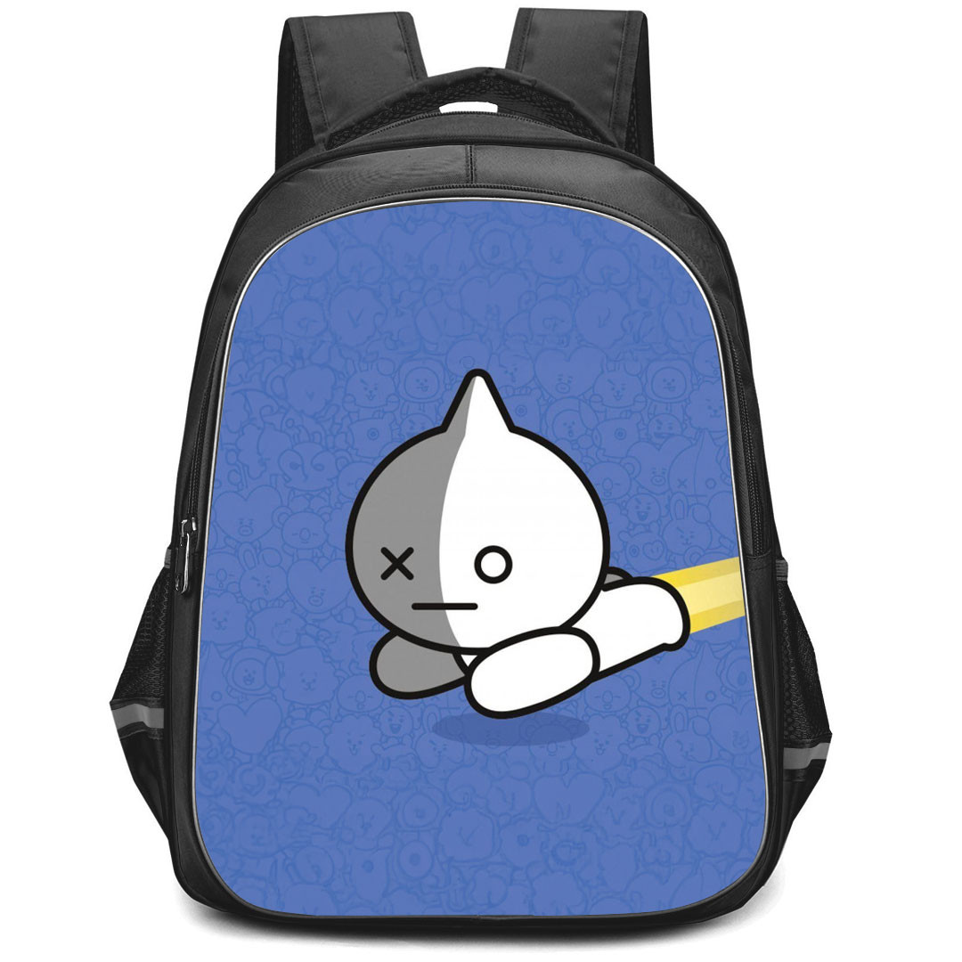 BT21 Van Backpack StudentPack - Van On Blue Pattern Art Background