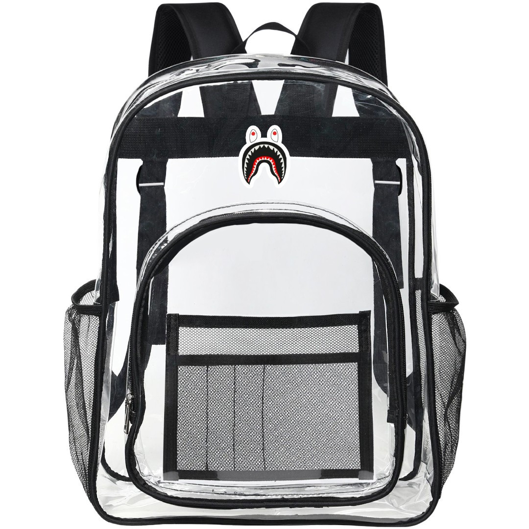 BAPE Clear Backpack - Transparent See Through School Bag BAPE Large Logo