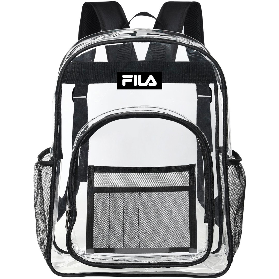 Fila Clear Backpack - Transparent See Through School Bag Fila Large Logo