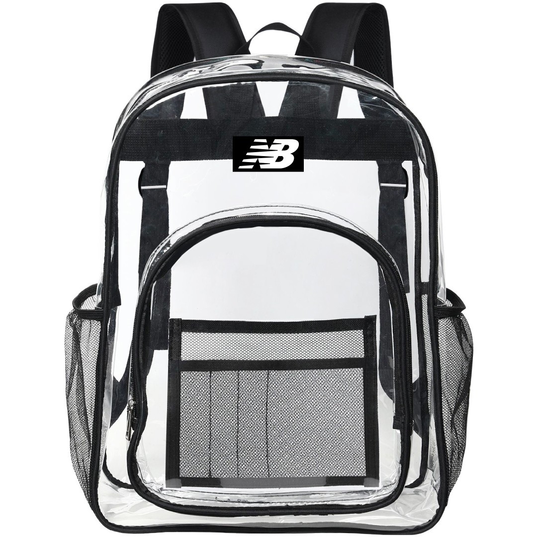 New Balance NB Clear Backpack - Transparent See Through School Bag New Balance Large Logo