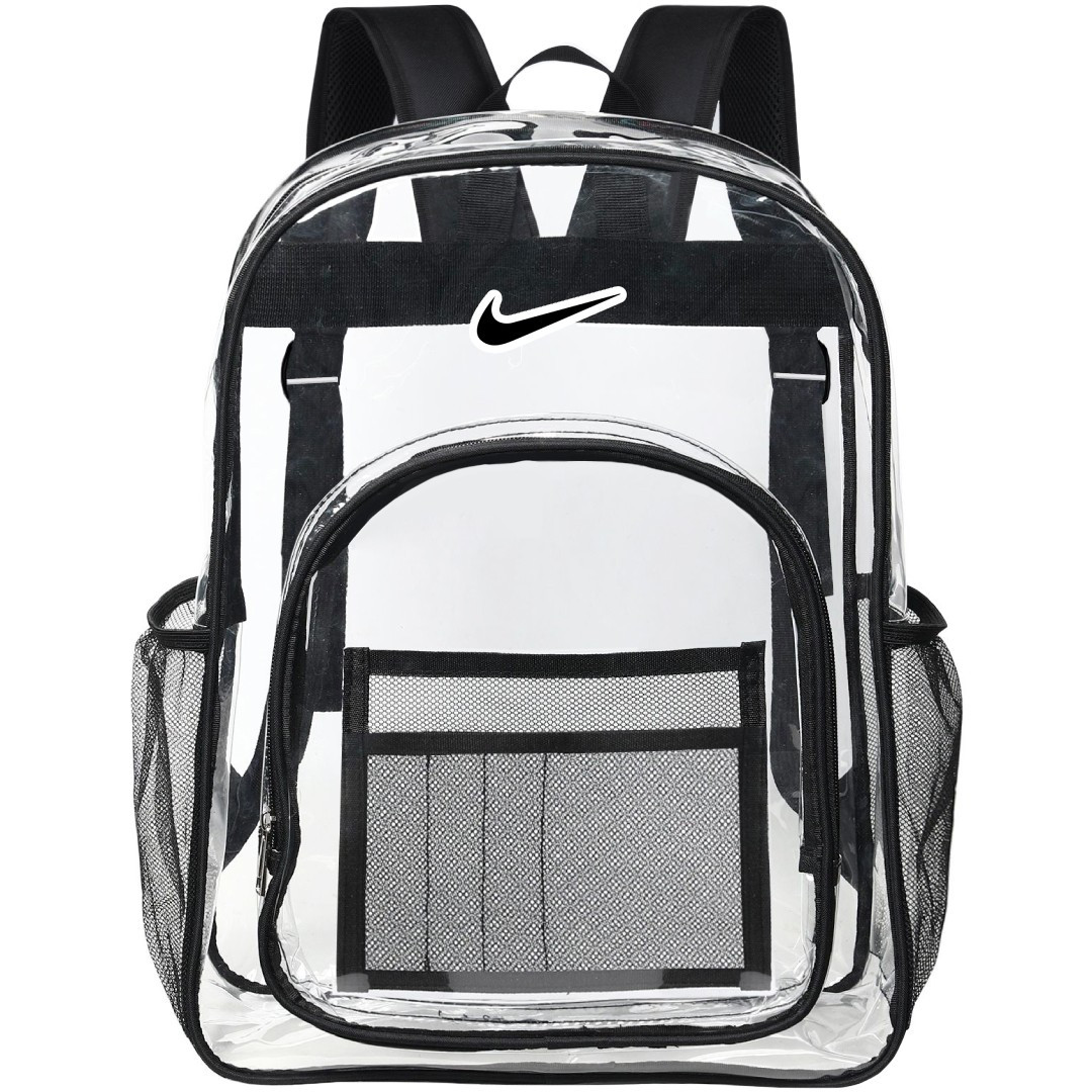 Nike Brasilia Clear Backpack - Transparent See Through School Bag Nike Large Logo
