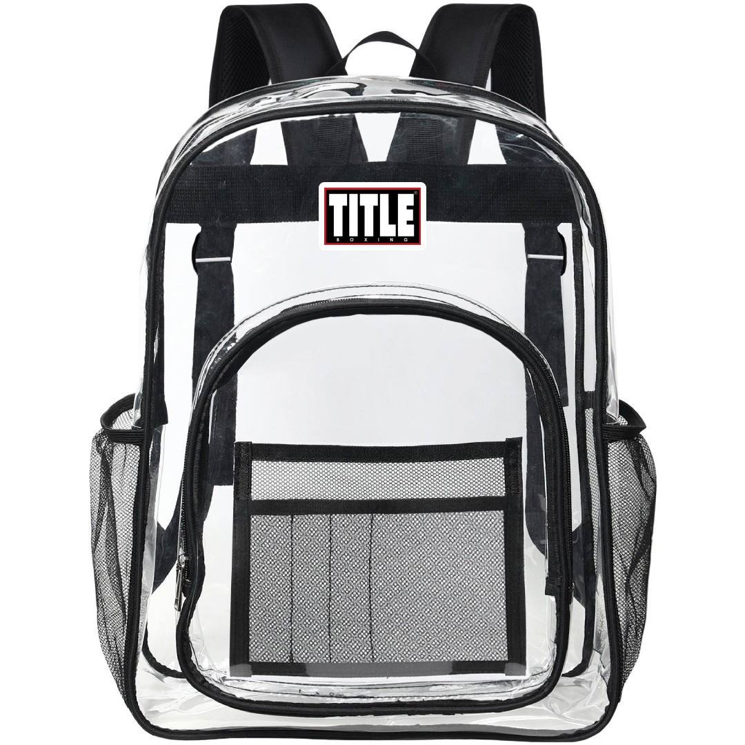 Title Boxing Clear Backpack - Transparent See Through School Bag Title Boxing Large Logo
