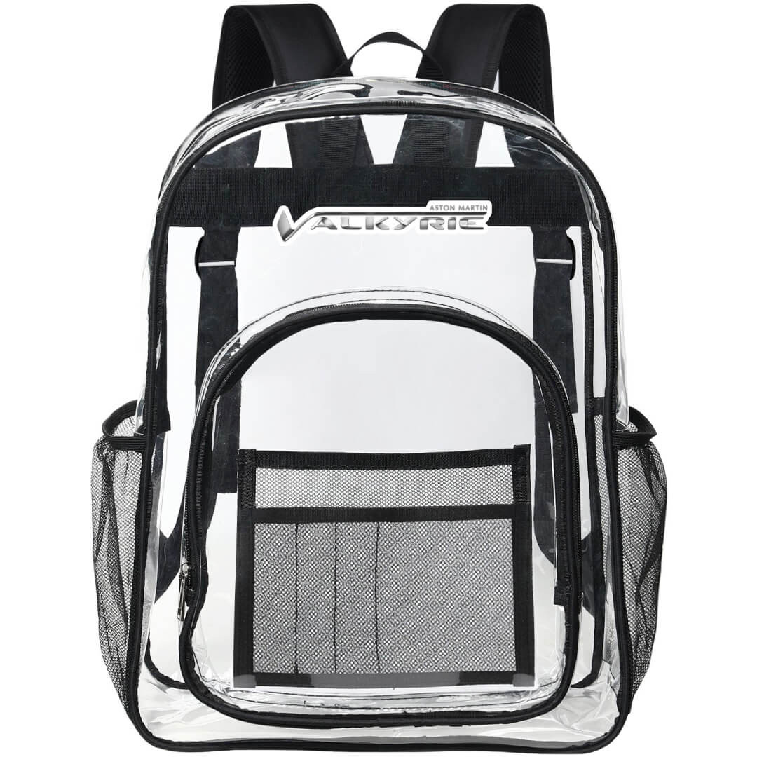 Aston Martin Valkyrie Clear Backpack - Transparent See Through School Bag Aston Martin Valkyrie Large Logo