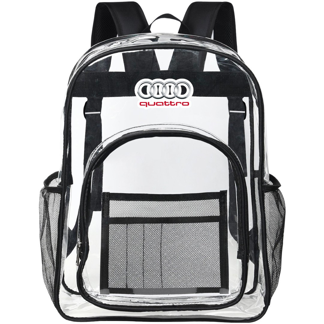 Audi Quattro Clear Backpack - Transparent See Through School Bag Audi Quattro Large Logo