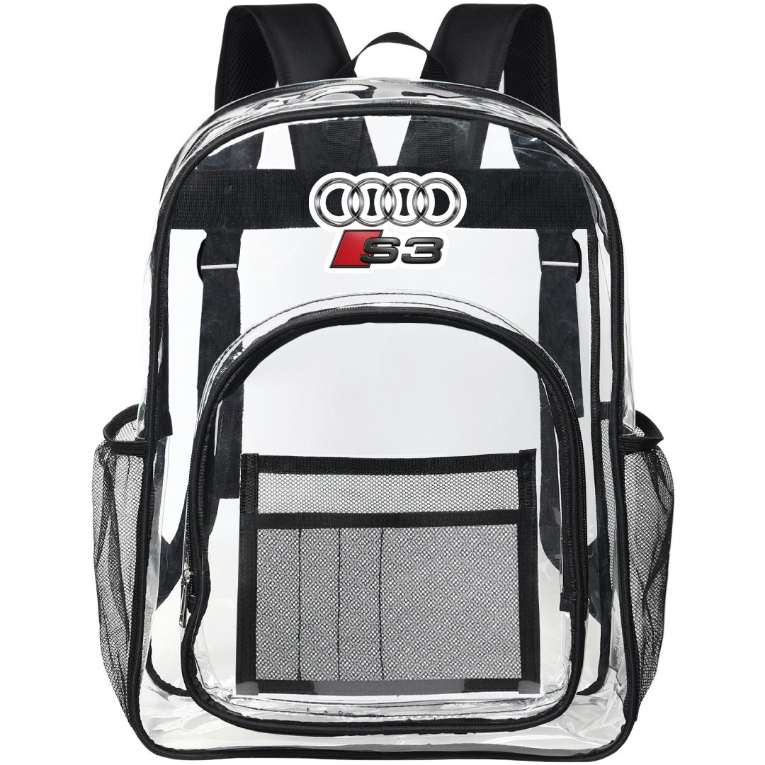 Audi S3 Clear Backpack - Transparent See Through School Bag Audi S3 Large Logo