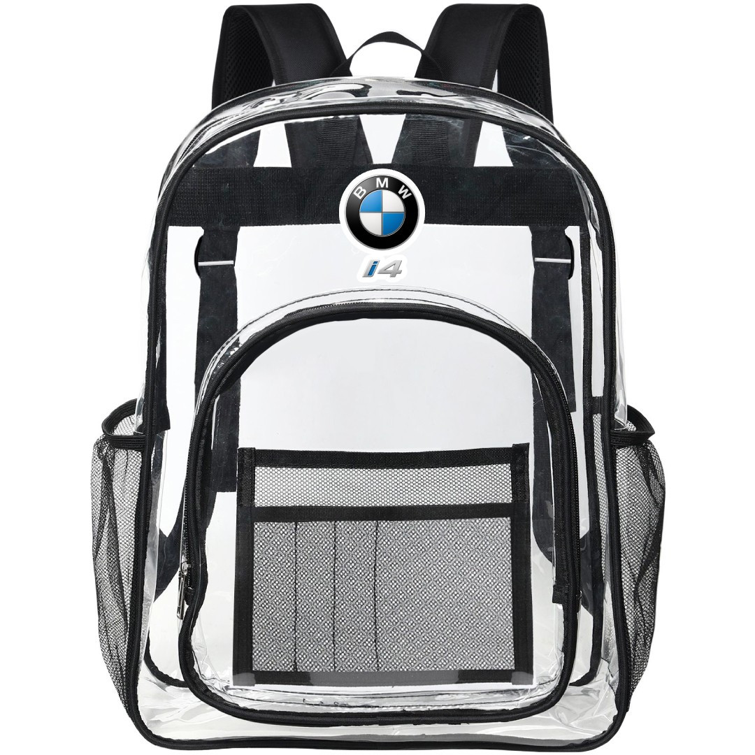 BMW i4 Clear Backpack - Transparent See Through School Bag BMW i4 Large Logo