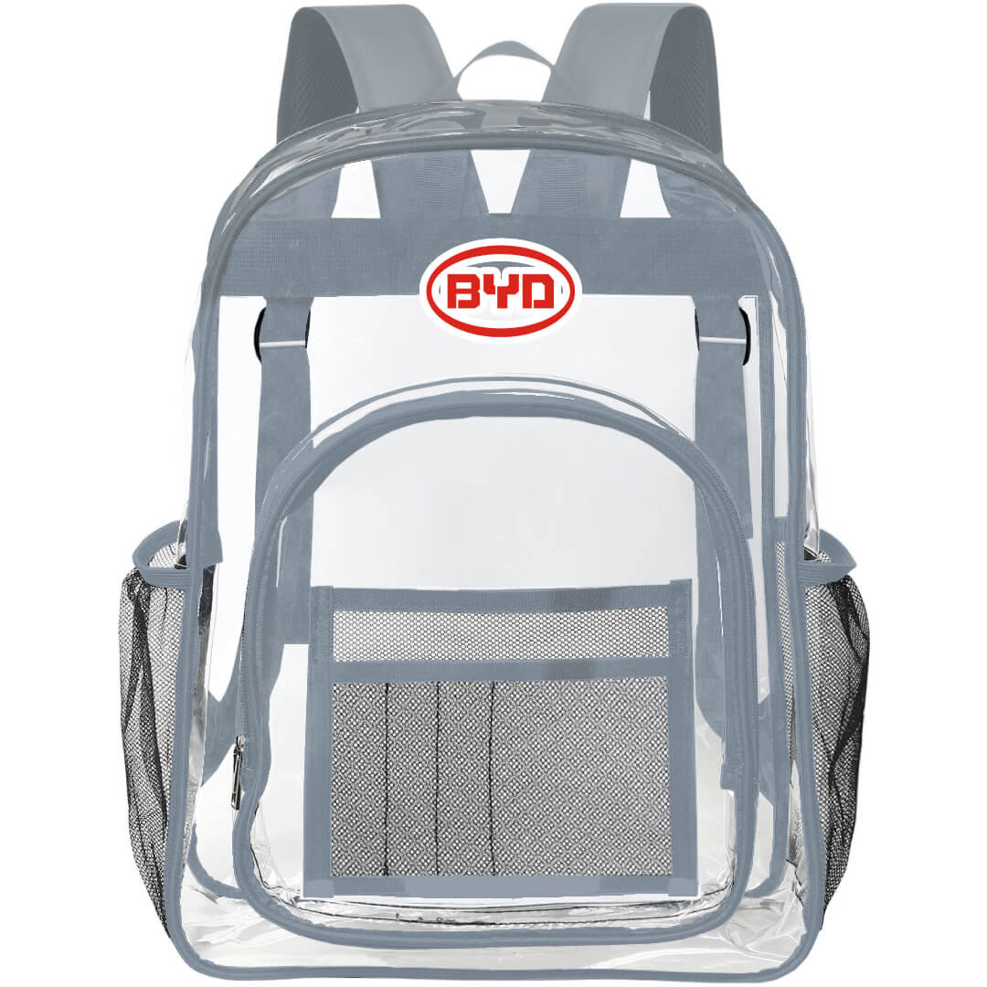 BYD Clear Backpack - Transparent See Through School Bag BYD Large Logo