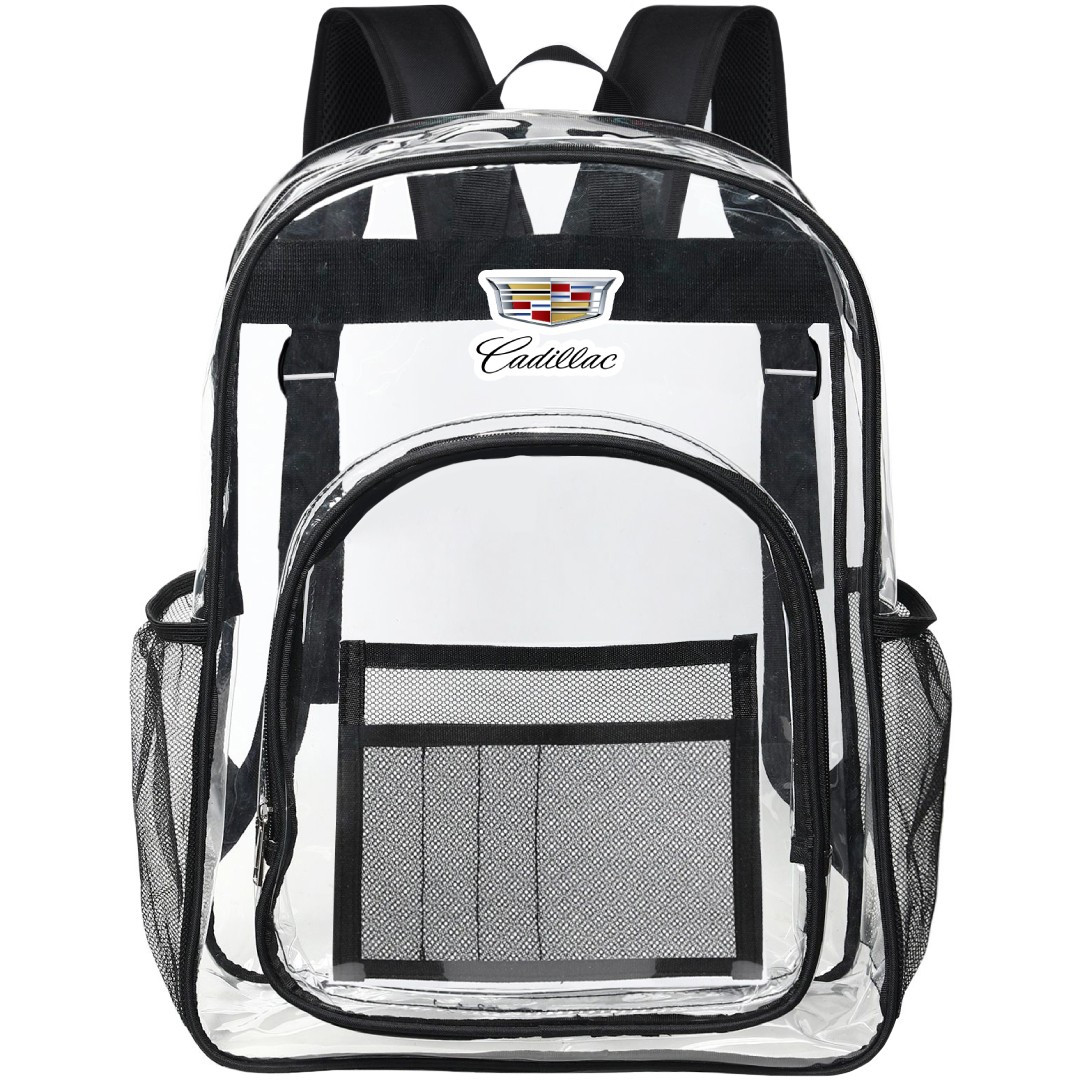 Cadillac Clear Backpack - Transparent See Through School Bag Cadillac Large Logo