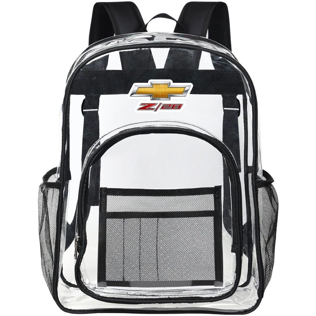 Chevrolet Camaro Z28 Clear Backpack - Transparent See Through School Bag Chevrolet Camaro Z28 Large Logo