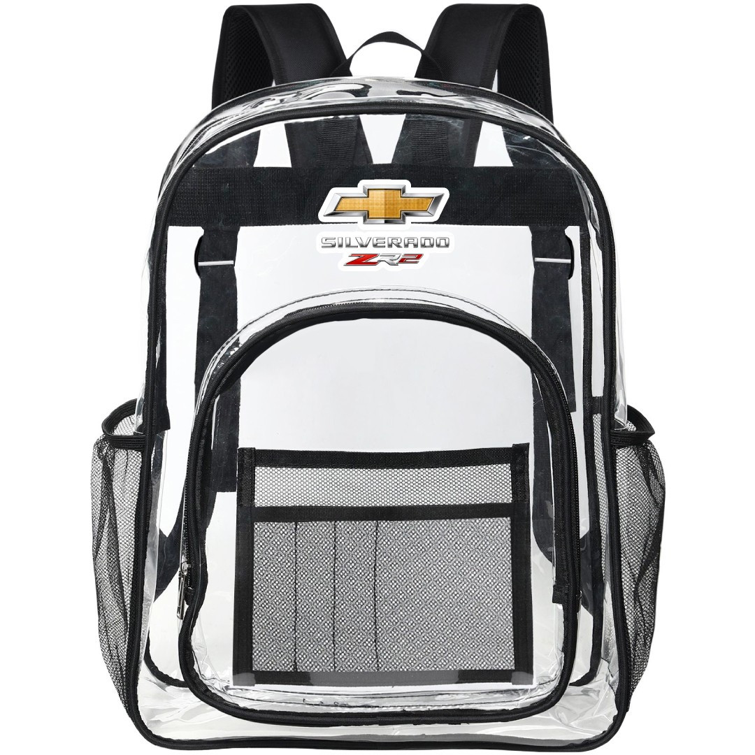 Chevrolet Silverado ZR2 Clear Backpack - Transparent See Through School Bag Chevrolet Silverado ZR2 Large Logo