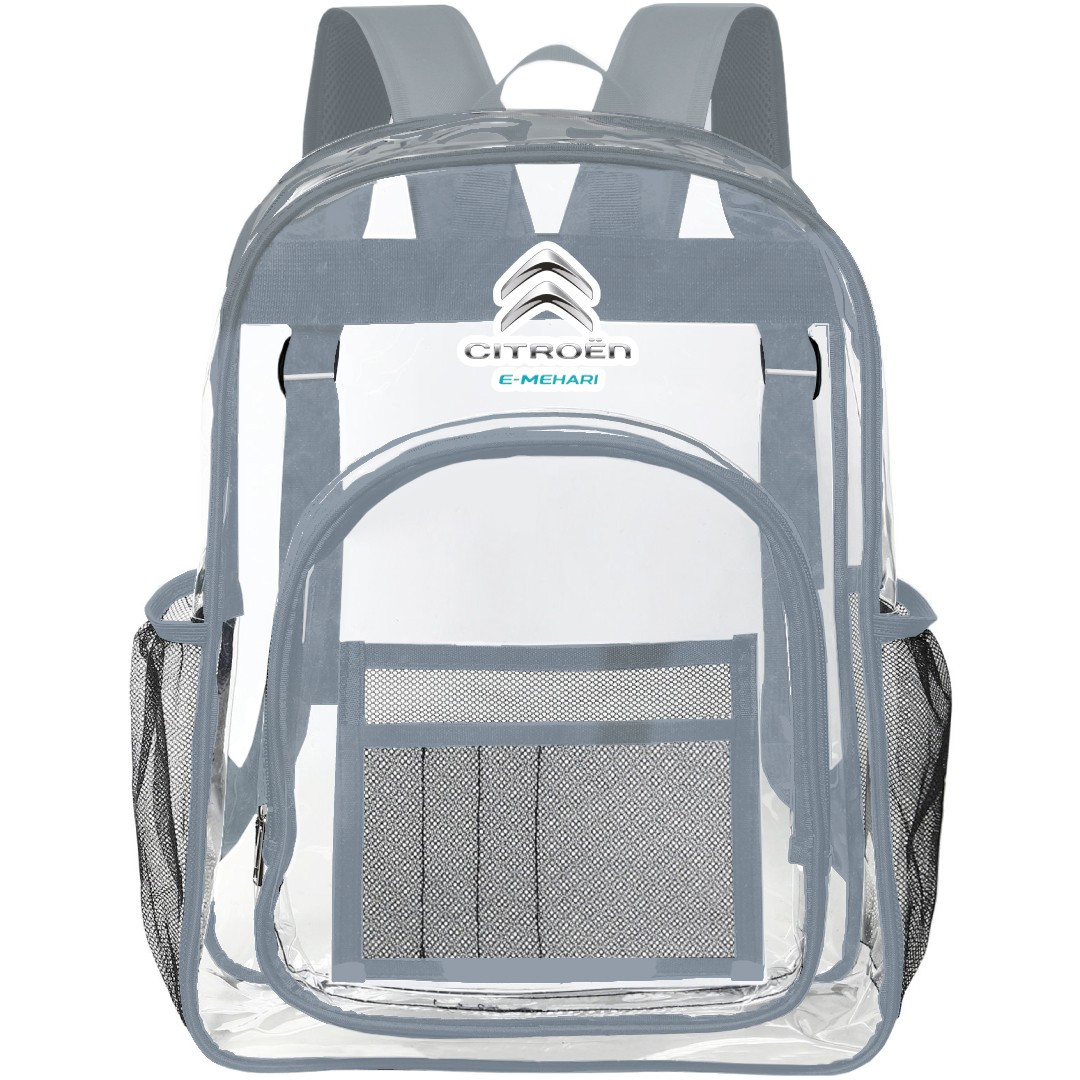 Citroen E-Mehari Clear Backpack - Transparent See Through School Bag Citroen E-Mehari Large Logo