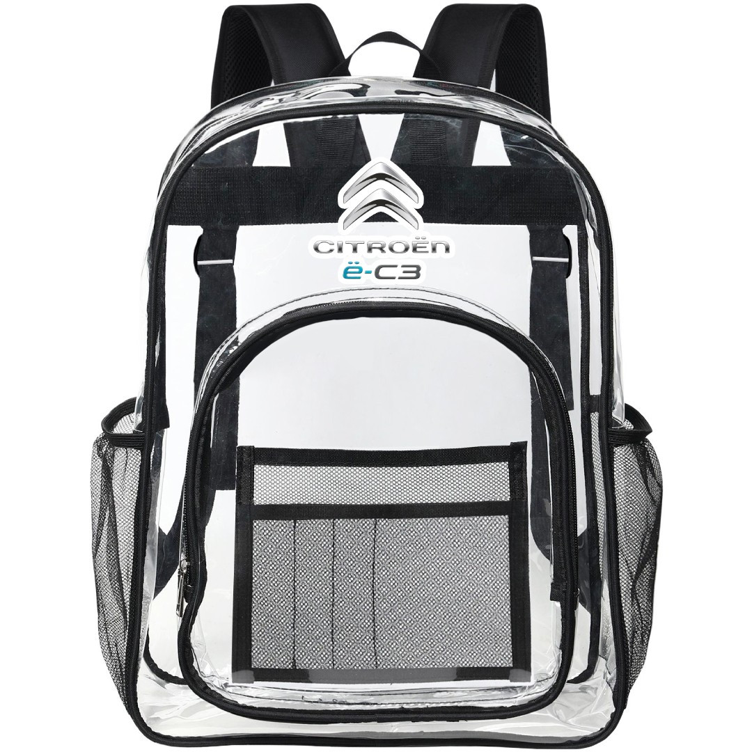 Citroen e-C3 Clear Backpack - Transparent See Through School Bag Citroen e-C3 Large Logo