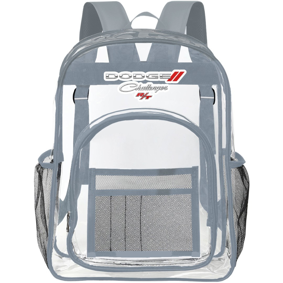 Dodge Challenger R/T Clear Backpack - Transparent See Through School Bag Dodge Challenger R/T Large Logo