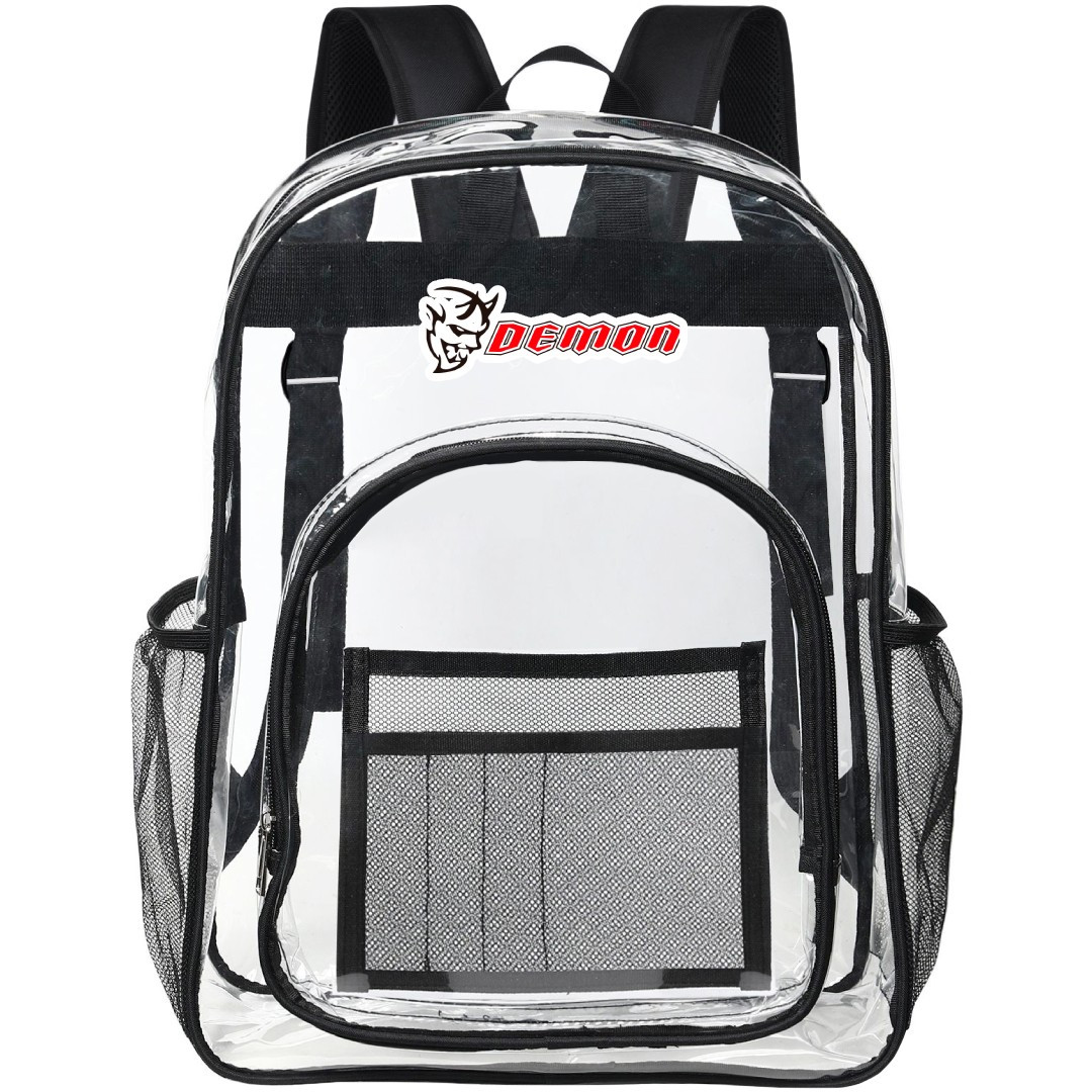 Dodge Challenger SRT Demon Clear Backpack - Transparent See Through School Bag Dodge Challenger SRT Demon Large Logo